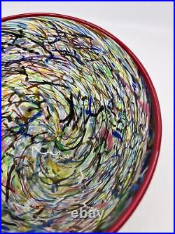 Kosta Boda Art Glass Bowl Bertil Vallien Signed Multicoloured Centilop Bowl 1988