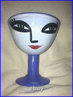 Kosta Boda Art Glass Bowl Vase OPEN MINDS By Ulrica Hydman Vallien 7 3/4High