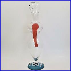 Kosta Boda Art Glass Decanter Carafe Kjell Engman 89201 Form of a Woman Signed