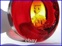 Kosta Boda Art Glass Embossed Nude Female by Erik Hoglund Colour Golden Amber