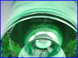 Kosta Boda Art Glass Goran Warff NUMBERED SOUND VASE GREEN & BUBBLE 13 TALL