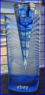 Kosta Boda Art Glass Ice Age Candleholder Kjell Engman Blue