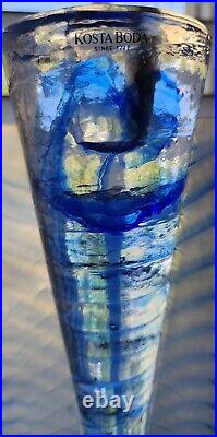 Kosta Boda Art Glass Ice Age Candleholder Kjell Engman Blue