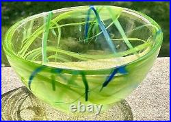 Kosta Boda Art Glass Lime Green Swirl Bowl