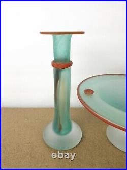 Kosta Boda Art Glass Pandora Candlesticks & Compote Monica Backstrom (itm#b8)