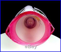 Kosta Boda Art Glass Ulrica Signed Pink Open Mind Lg 16 Vase Base Orig Stick