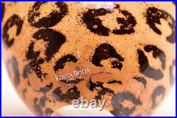 Kosta Boda Art Glass Vase Bowl 5.75 Wide Kjell Engman signed Leopard Cheetah
