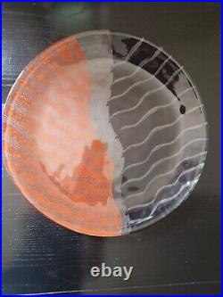 Kosta Boda Art Large Glass Dish Taiga Series Signed By Monica Backstrom
