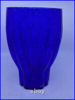 Kosta Boda Artist Collection G. Sahlin Signed Cobalt Blue Large Glass Vase 10