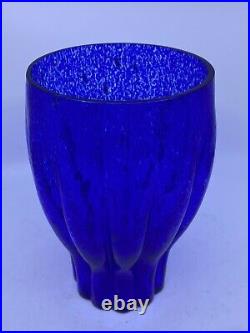 Kosta Boda Artist Collection G. Sahlin Signed Cobalt Blue Large Glass Vase 10