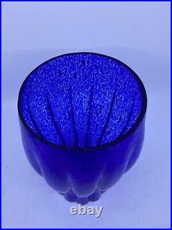 Kosta Boda Artist Collection G. Sahlin Signed Cobalt Blue Large Glass Vase 10