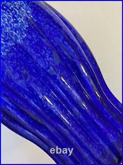 Kosta Boda Artist Collection G. Sahlin Signed Cobalt Blue Large Glass Vase 10