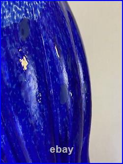 Kosta Boda Artist Collection G. Sahlin Signed Cobalt Blue Large Glass Vase 10