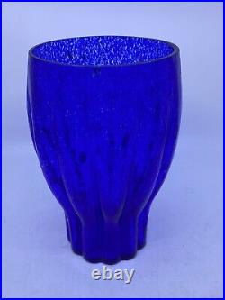 Kosta Boda Artist Collection G. Sahlin Signed Cobalt Blue Large Glass Vase 10