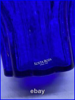 Kosta Boda Artist Collection G. Sahlin Signed Cobalt Blue Large Glass Vase 10