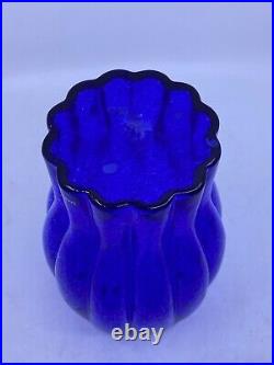 Kosta Boda Artist Collection G. Sahlin Signed Cobalt Blue Large Glass Vase 10