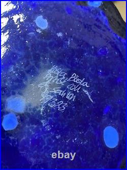 Kosta Boda Artist Collection G. Sahlin Signed Cobalt Blue Large Glass Vase 10