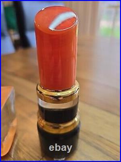 Kosta Boda Asa Jungnelius Lipstick & Nail Polish Lethal Orange Glass Sculpture