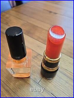 Kosta Boda Asa Jungnelius Lipstick & Nail Polish Lethal Orange Glass Sculpture