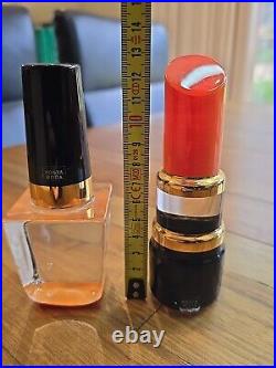 Kosta Boda Asa Jungnelius Lipstick & Nail Polish Lethal Orange Glass Sculpture