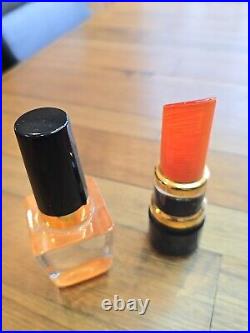 Kosta Boda Asa Jungnelius Lipstick & Nail Polish Lethal Orange Glass Sculpture