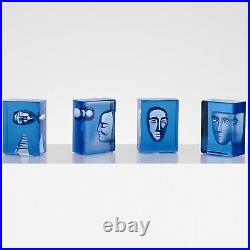 Kosta Boda Azur Man Glass Block Sculpture, 5.9 X 4.4 X 2.5, Blue