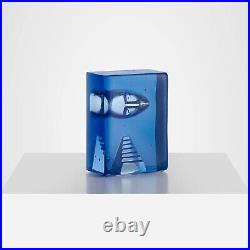 Kosta Boda Azur Stairs Glass Block Sculpture, 5.9 X 4.4 X 2.5, Blue