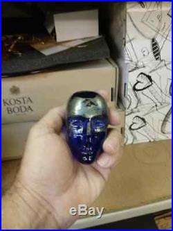 Kosta Boda, BRAINS HEAD JIMENEZ by Bertil Vallien Blue & Silver NEW #7090307