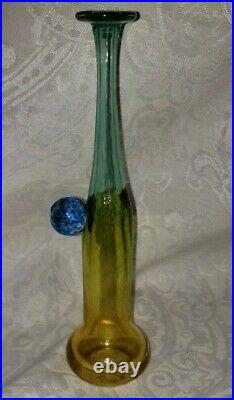 Kosta Boda Bertil Vallien 7.5 Tall Glass Wind Pipe Vase Sweden 48173 Signed