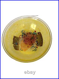 Kosta Boda Bertil Vallien Art Bowl Collector Yellow Satellite Glass Bowl