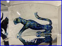 Kosta Boda Bertil Vallien Big Cat Art Glass Sculpture Viewpoints Collection-RARE