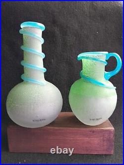 Kosta Boda Bertil Vallien Blue Galaxy Bottle Vase Vintage Art Glass #48015 27 cm