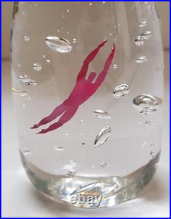 Kosta Boda Bertil Vallien Crystal Glass Art Sculpture Bottle Diver Signed
