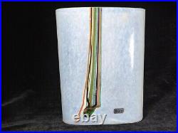 Kosta Boda Bertil Vallien Glass Vase Colourful Stripes 6 5/8 High