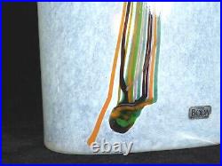 Kosta Boda Bertil Vallien Glass Vase Colourful Stripes 6 5/8 High