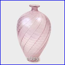 Kosta Boda Bertil Vallien Iridescent Pink & White Vase Unsigned