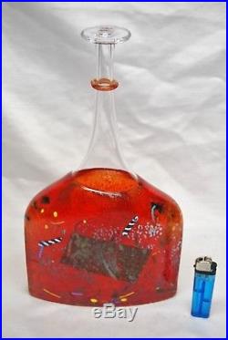 Kosta Boda. Bertil Vallien. Large Bottle/vase Satelite In Red. 31 Cm. Rare