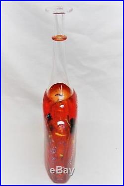 Kosta Boda. Bertil Vallien. Large Bottle/vase Satelite In Red. 31 Cm. Rare