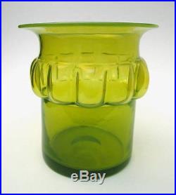 Kosta Boda Bertil Vallien MID Century Scandinavian Art Glass Citrine Green Vase