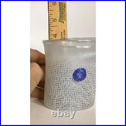 Kosta Boda Bertil Vallien Network Blue Dot Textured Glass Vase or Tumbler With