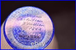Kosta Boda Bertil Vallien Network Vase Opalescent Footed Signed Art Glass 3.5