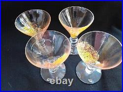 Kosta Boda Bertil Vallien Rare 4 x cocktail shaped glasses'Tundra Series