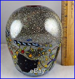 Kosta Boda Bertil Vallien Scandinavian Art Glass Vase 49531 Multicolor withRed