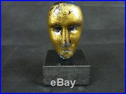 Kosta Boda Bertil Vallien Signed Blue Gold Glass Head Sculpture Atelier #009007