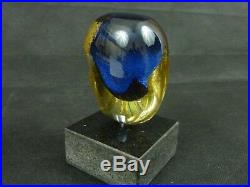 Kosta Boda Bertil Vallien Signed Blue Gold Glass Head Sculpture Atelier #009007