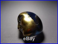 Kosta Boda Bertil Vallien Signed Brains Series Blue Gold Head Sculpture # 90003