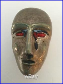 Kosta Boda Bertil Vallien Signed Brains Series Blue Gold Head Sculpture # 99863