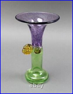 Kosta Boda Bertil Vallien Signed Wind Pipe 7 Art Glass Vase With Original Label