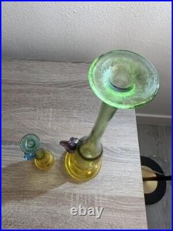 Kosta Boda Bertil Vallien Wind Pipe Bud Vase Art Glass Lot of 2