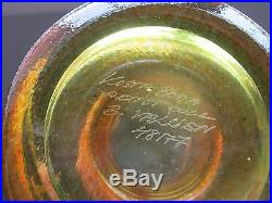 Kosta Boda Bertil Vallien Wind Pipe Green & Yellow Art Glass Vase #48177 Signed
